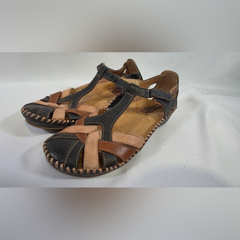 Pikolinos Puerto Vallarta Leather T-Strap Sandals Size 37(6.5/7)